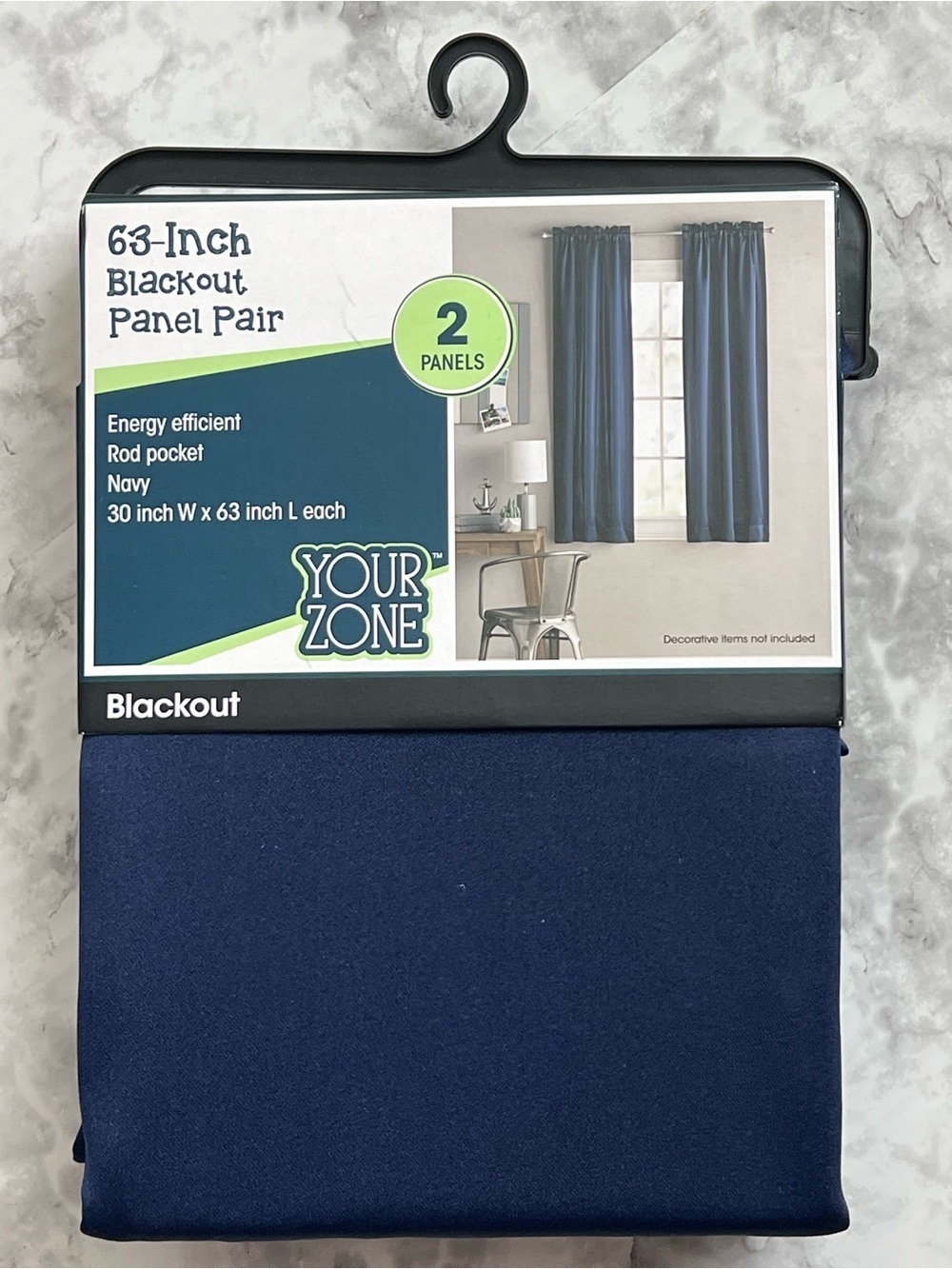 Your Zone Navy Blackout Curtain Panel Pair - 63-Inch (2 Pack)